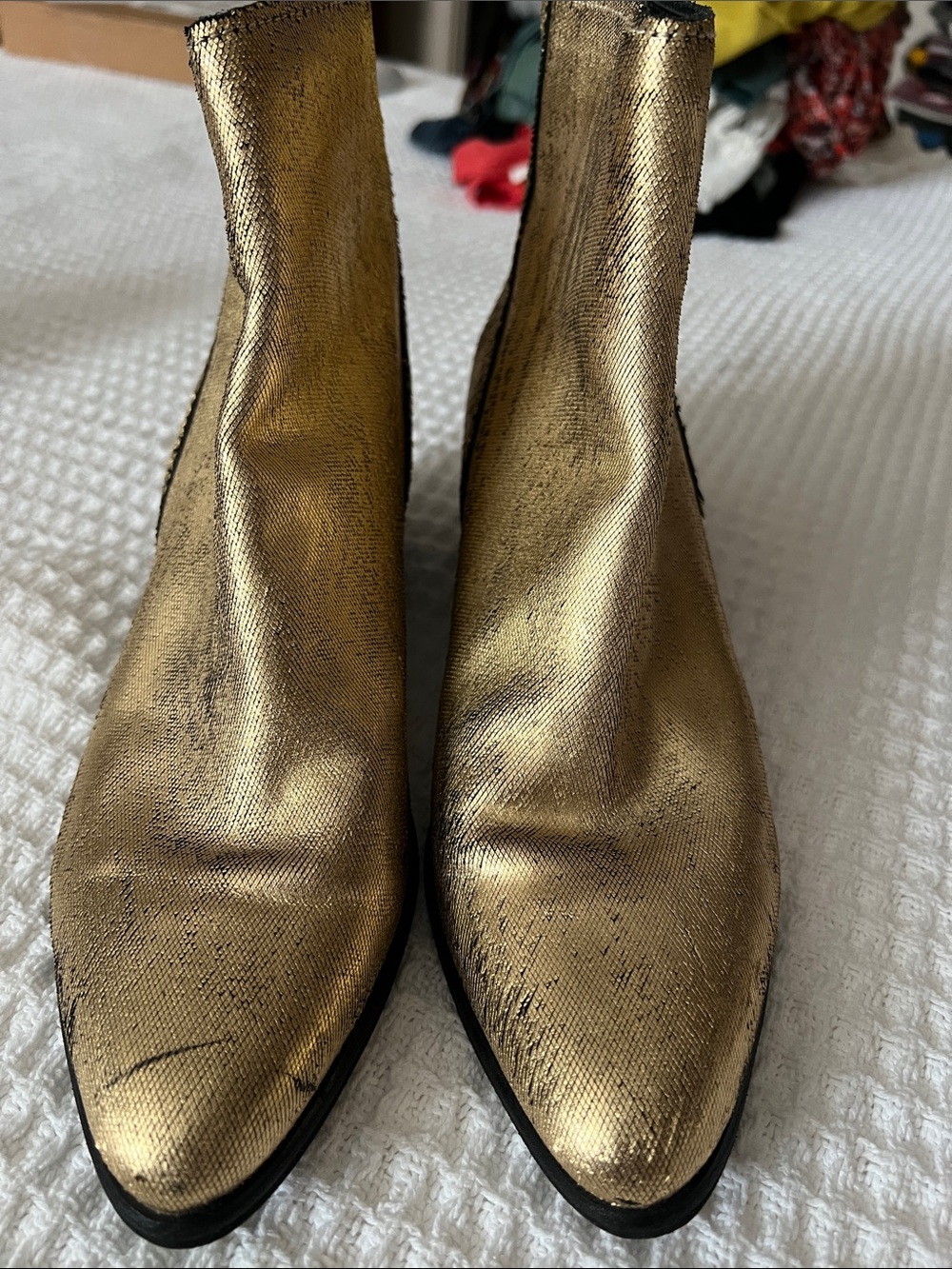 Dolce Vita Metallic Gold Pointed Ankle Boots